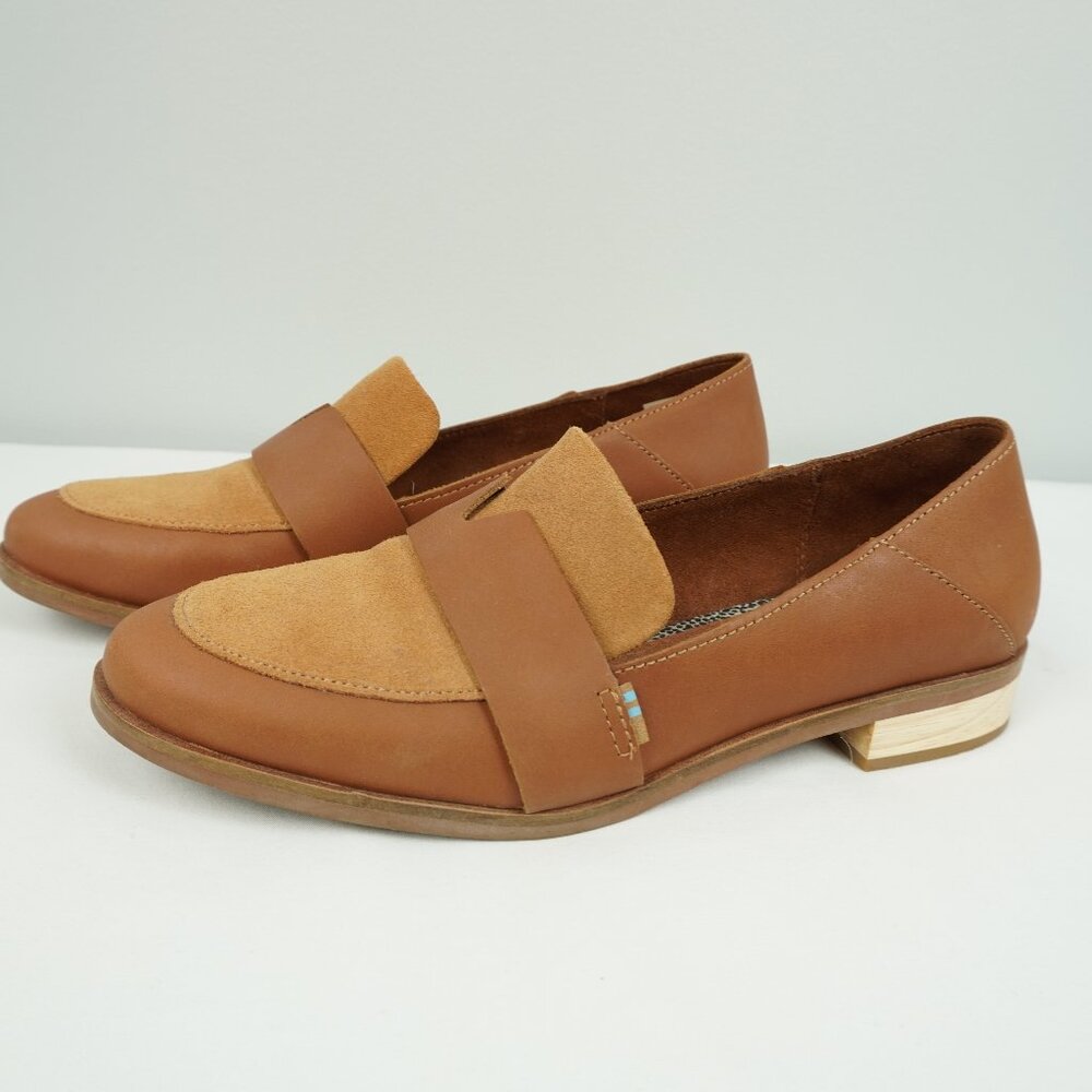Toms Caramel Brown Penny Loafers Flat Shoes Size 8